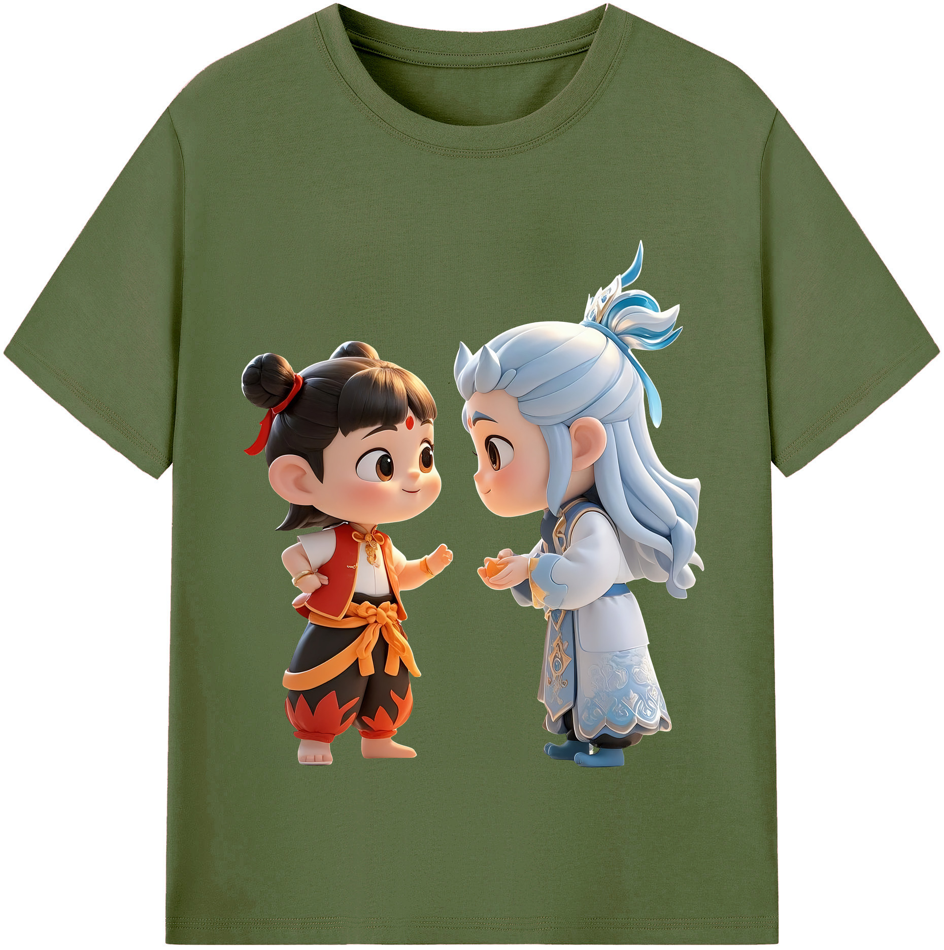 （画像用） Ne Zha 2 ナタ 魔童の大暴れ 綿100％半袖Tシャツ（フロントプリント）